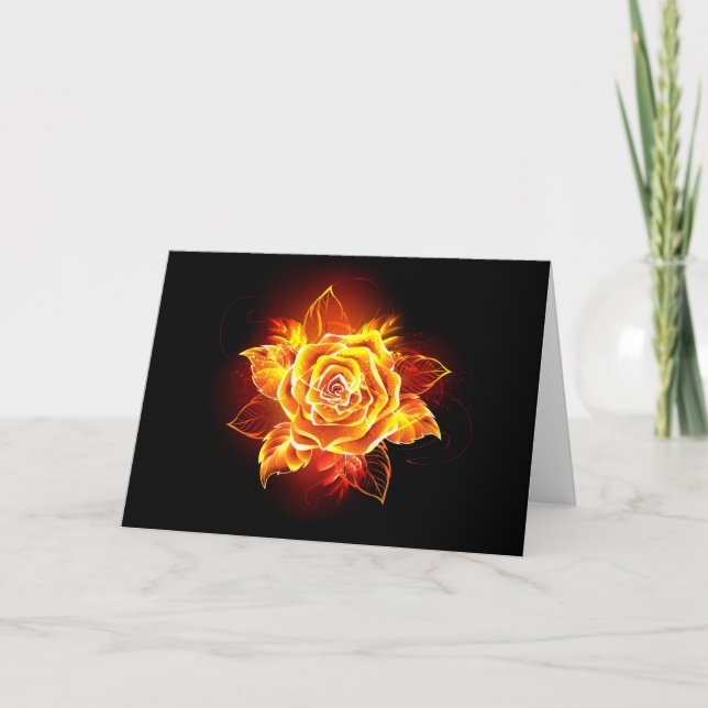 Blooming Fire Rose Card (Front)