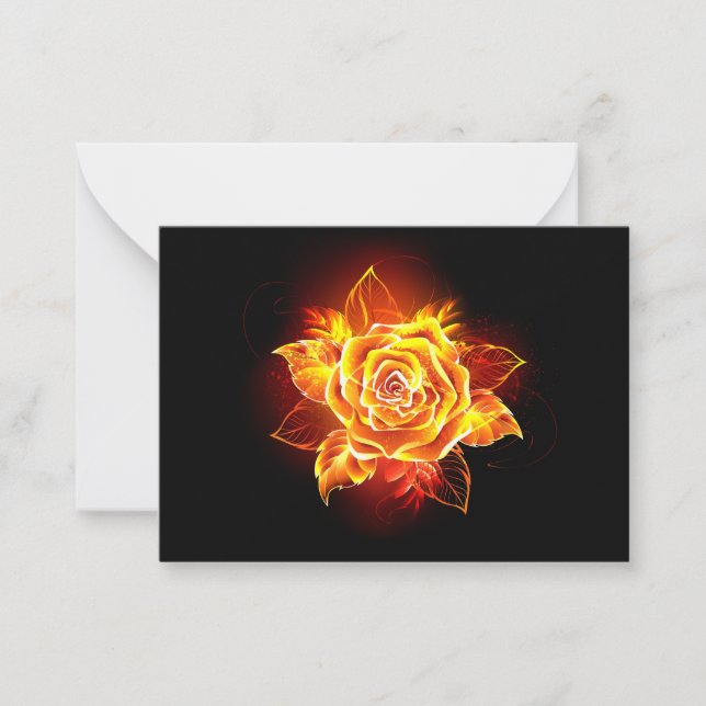 Blooming Fire Rose Card (Front)