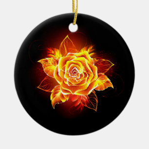 Blooming Fire Rose Ceramic Tree Decoration