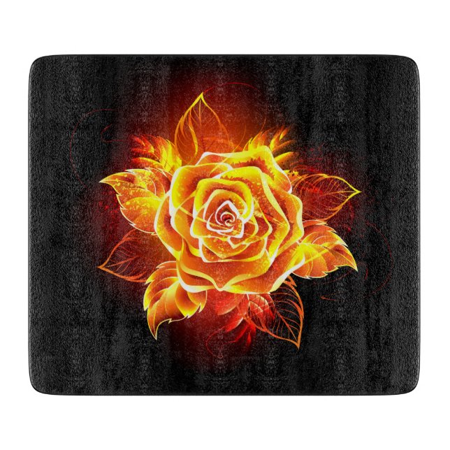 Blooming Fire Rose Cutting Board (Front)