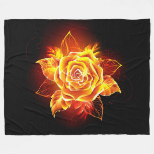 Blooming Fire Rose Fleece Blanket