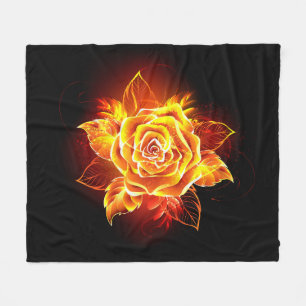 Blooming Fire Rose Fleece Blanket