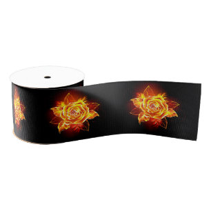 Blooming Fire Rose Grosgrain Ribbon
