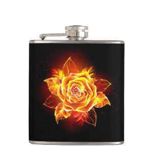 Blooming Fire Rose Hip Flask