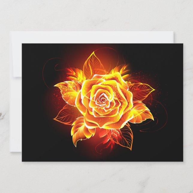 Blooming Fire Rose Holiday Card (Front)