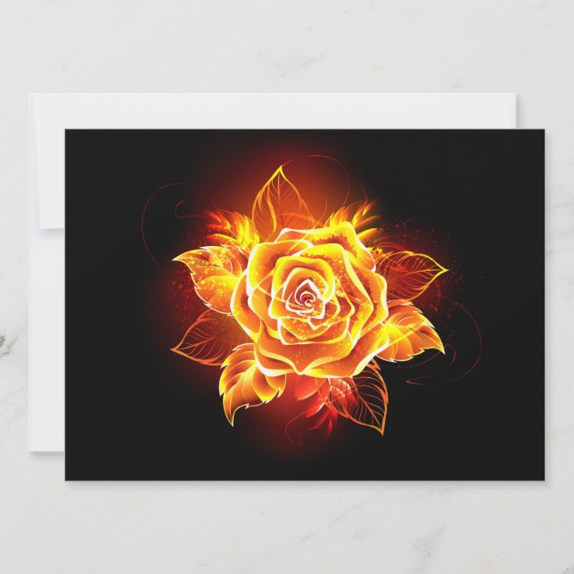 Blooming Fire Rose Invitation (Front)