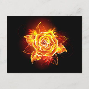 Blooming Fire Rose Invitation Postcard