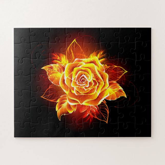 Blooming Fire Rose Jigsaw Puzzle (Horizontal)