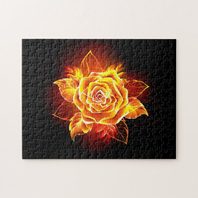 Blooming Fire Rose Jigsaw Puzzle (Horizontal)
