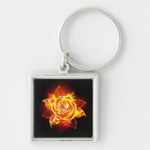 Blooming Fire Rose Key Ring