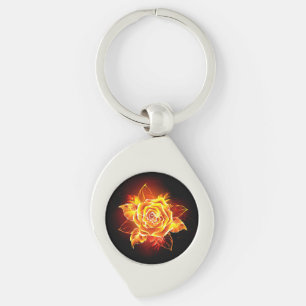 Blooming Fire Rose Key Ring