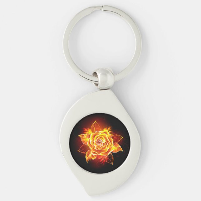 Blooming Fire Rose Key Ring (Front)