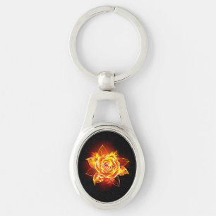 Blooming Fire Rose Key Ring
