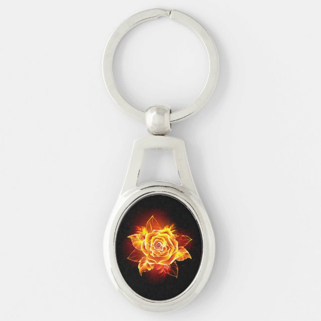 Blooming Fire Rose Key Ring (Front)