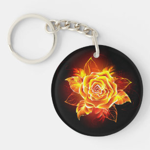 Blooming Fire Rose Key Ring