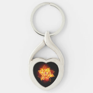 Blooming Fire Rose Key Ring