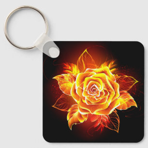 Blooming Fire Rose Key Ring