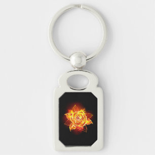 Blooming Fire Rose Key Ring