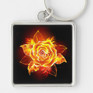 Blooming Fire Rose Key Ring