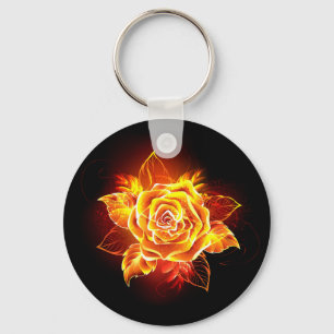 Blooming Fire Rose Key Ring