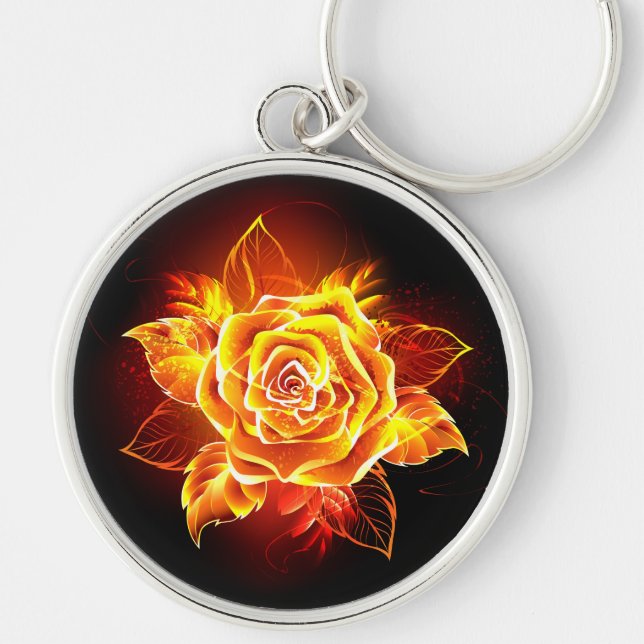 Blooming Fire Rose Key Ring (Front)