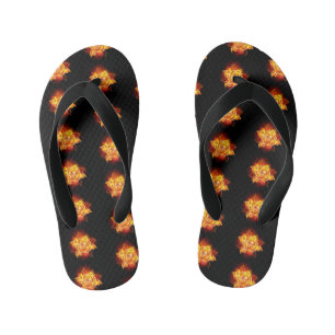 Blooming Fire Rose Kid's Flip Flops