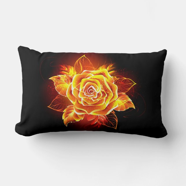 Blooming Fire Rose Lumbar Cushion (Front)