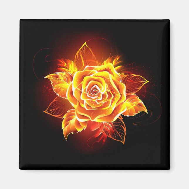 Blooming Fire Rose Magnet (Front)