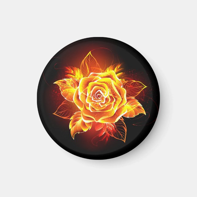 Blooming Fire Rose Magnet (Front)