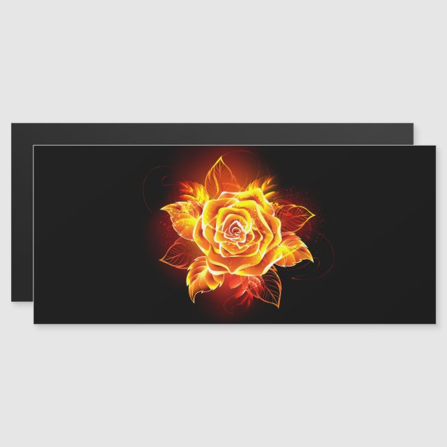 Blooming Fire Rose Magnetic Invitation (Front/Back)