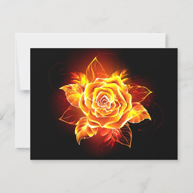 Blooming Fire Rose Magnetic Invitation (Front)