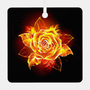 Blooming Fire Rose Metal Tree Decoration