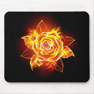 Blooming Fire Rose Mouse Mat