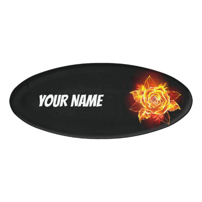 Blooming Fire Rose Name Tag (Front)