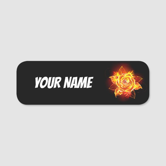 Blooming Fire Rose Name Tag (Front)