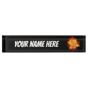 Blooming Fire Rose Nameplate