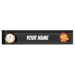 Blooming Fire Rose Nameplate