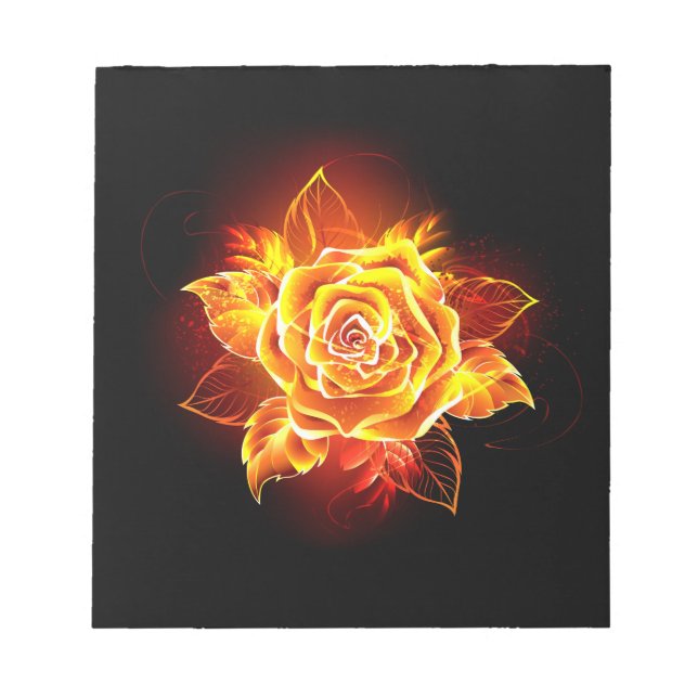 Blooming Fire Rose Notepad (Front)