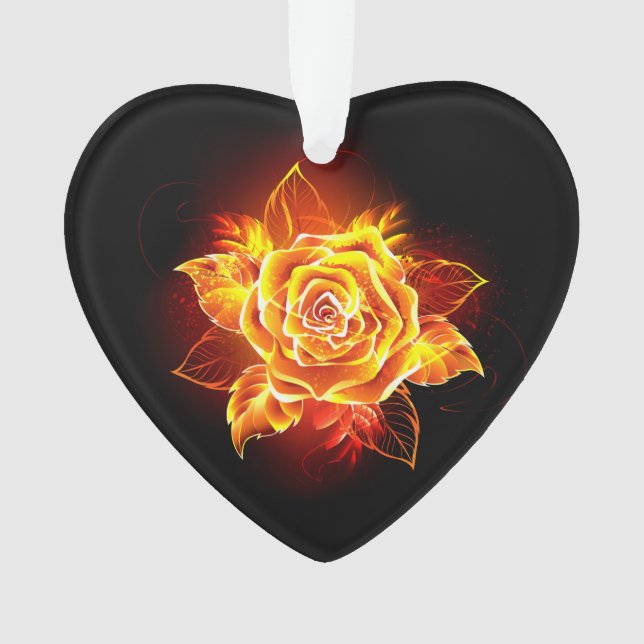 Blooming Fire Rose Ornament (Front)