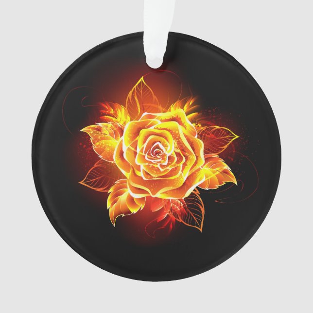 Blooming Fire Rose Ornament (Front)