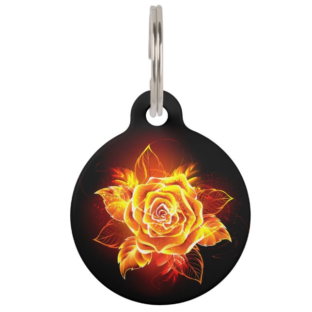 Blooming Fire Rose Pet Tag (Front)