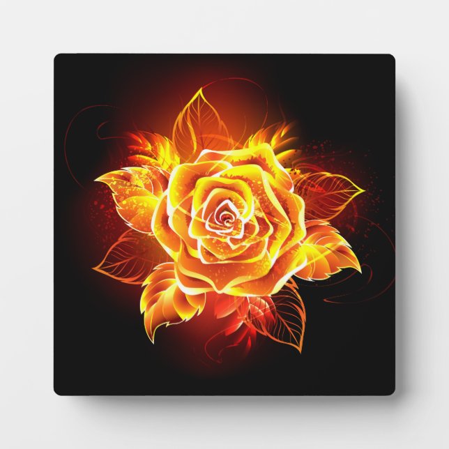 Blooming Fire Rose Plaque (Front)