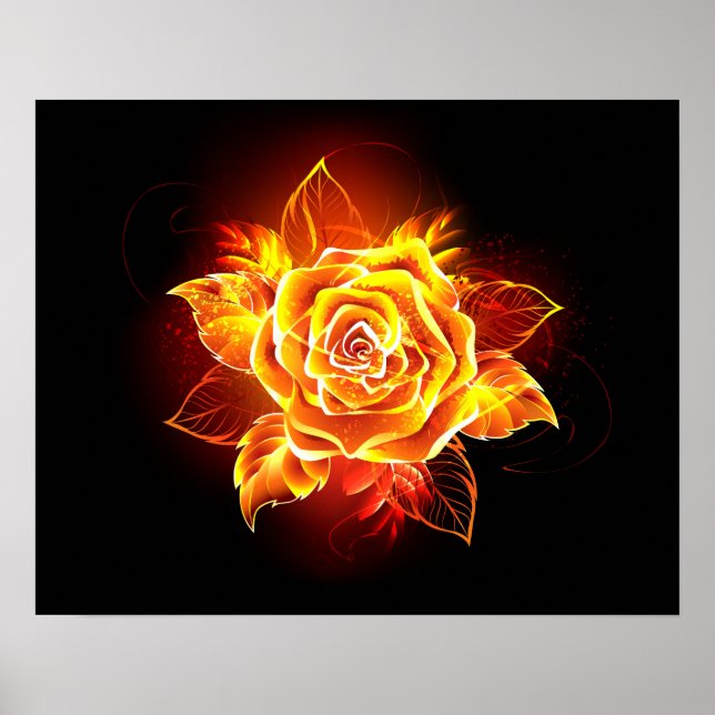 Blooming Fire Rose Poster (Front)