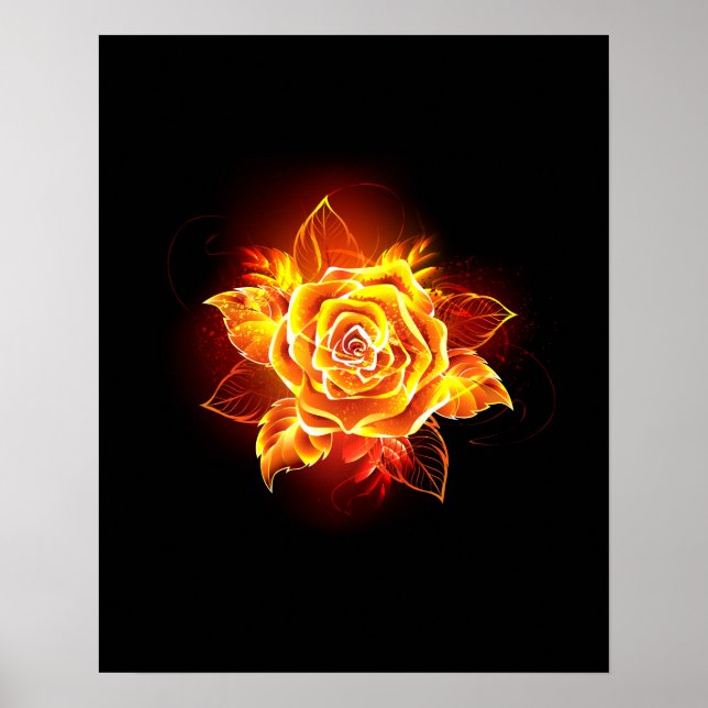 Blooming Fire Rose Poster (Front)
