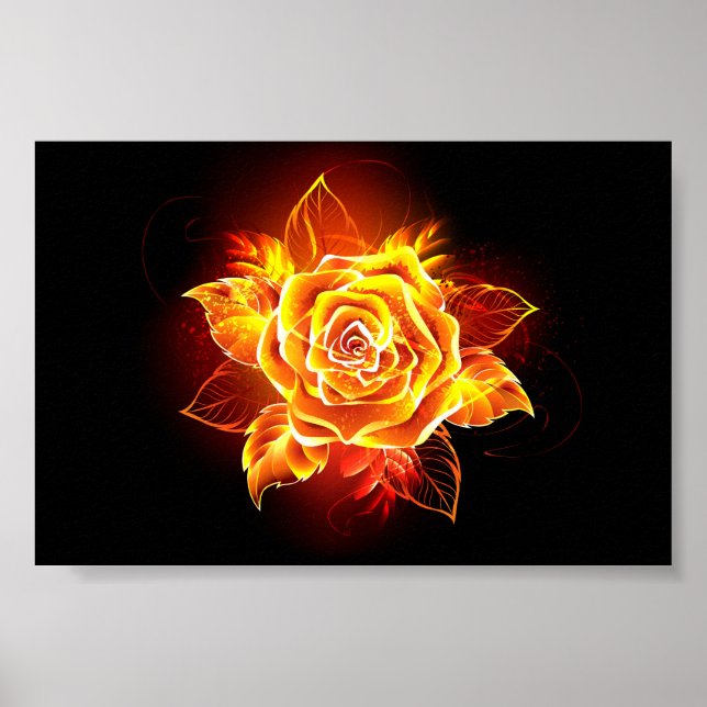 Blooming Fire Rose Poster (Front)