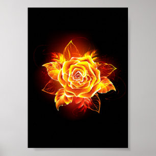 Blooming Fire Rose Poster