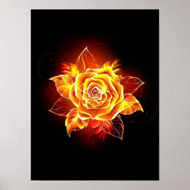 Blooming Fire Rose Poster (Front)