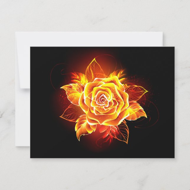 Blooming Fire Rose Save The Date (Front)
