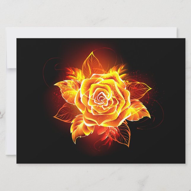 Blooming Fire Rose Save The Date (Front)