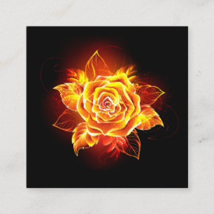Blooming Fire Rose Square Business Card